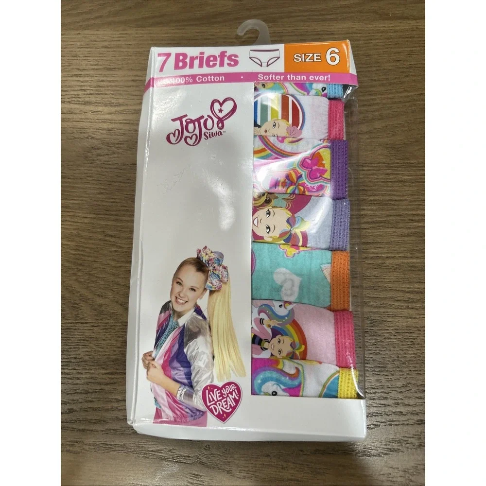 NEW JoJo Siwa Girl's Underwear 7-Pack Briefs Days of the Week‎ Cotton Size 6